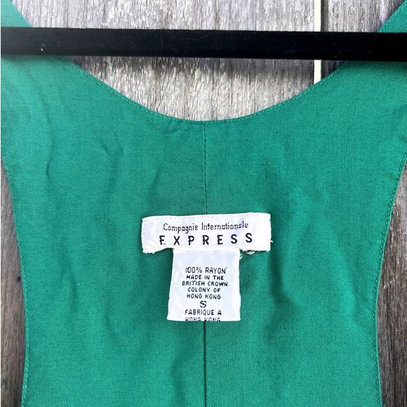 Express | Vintage 90s Sleeveless Romper Shorts Kelly Green Size Small - Picture 2 of 7